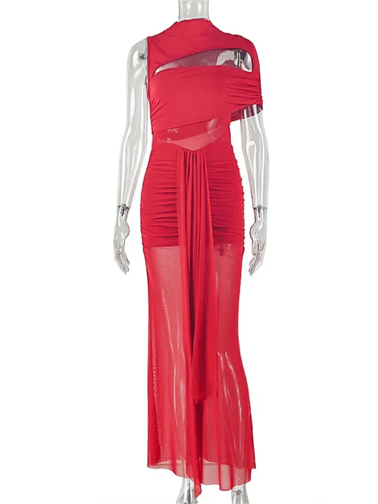 Joskaa Mesh Ruched Bodycon Maxi Dress - maxi dress image 6