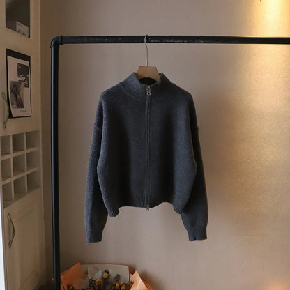 Women's Knit Ribbed Zip Oversized Jacket