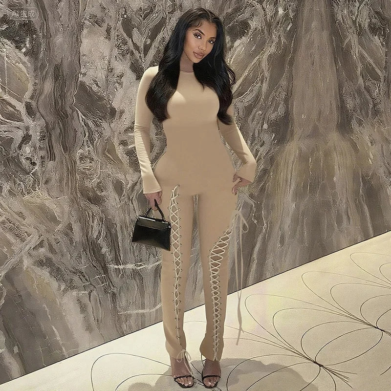 Women's Cutout Long Sleeve Bodycon Romper