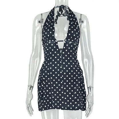 Joskaa Polka Dot Backless Halter Sleeveless Mini Dress - mini dress image 6
