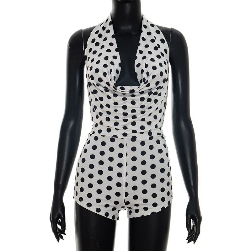 Joskaa Polka Dot Backless Halter Sleeveless Romper - romper image 5