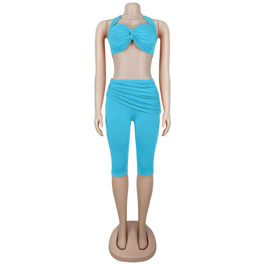 Women's Halter Two Piece Set Criss Cross - Detail View 9