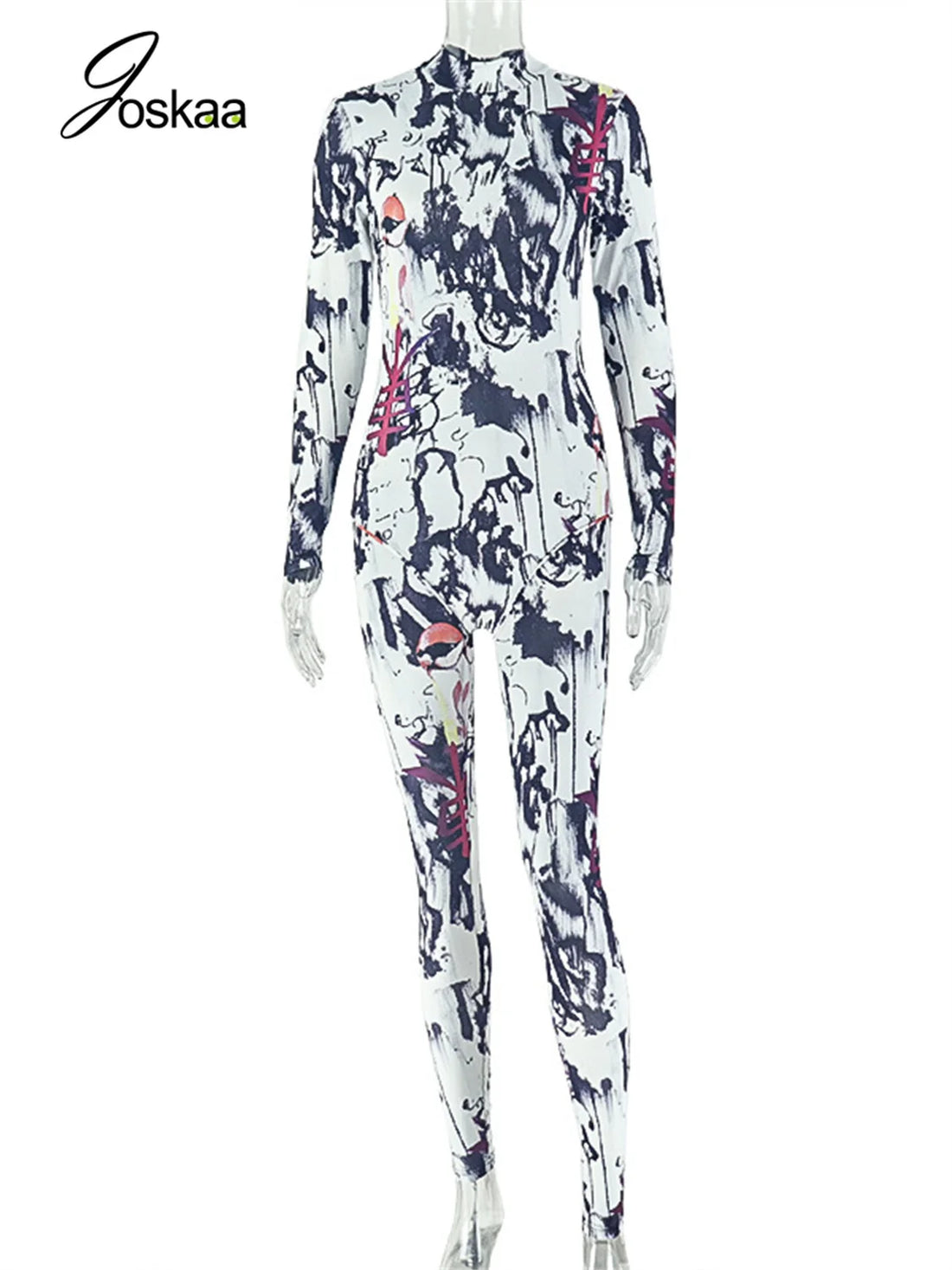 Wholesale Women's Long Sleeve Bodycon Zip Romper Colorful – Back View
