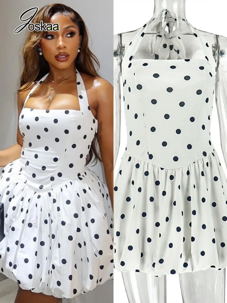 Women's Polka Dot Lace Backless Mini Dress – Women's Fashion Wholesale – Front View