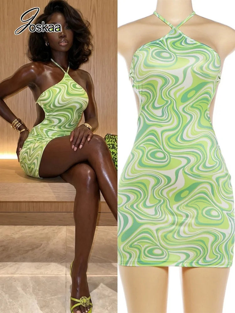 Women's Backless Halter Bodycon Mini Dress – Women's Fashion Wholesale – Front View