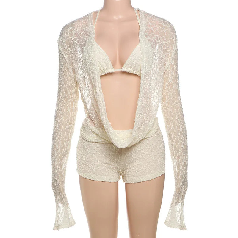 Wholesale Women's Lace Long Sleeve Two Piece Set