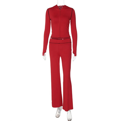 Women's Long Sleeve High Waist Two Piece Set