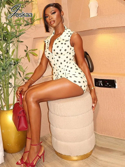 Women's Polka Dot Sleeveless High Waist Two Piece Set Polka Dot – Front View