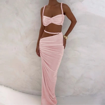 Wholesale Women's Cutout Crop Maxi Two Piece Set
