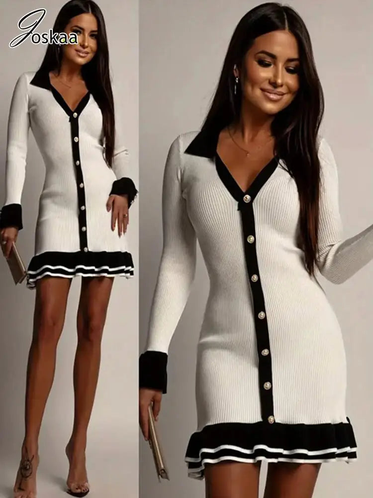 Wholesale Women's Knit Long Sleeve Ribbed Dress Apricot – Front View