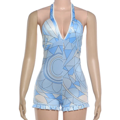 Women's Backless Halter Sleeveless Romper