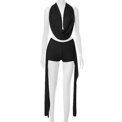 Wholesale Women's Backless Halter Two Piece Set