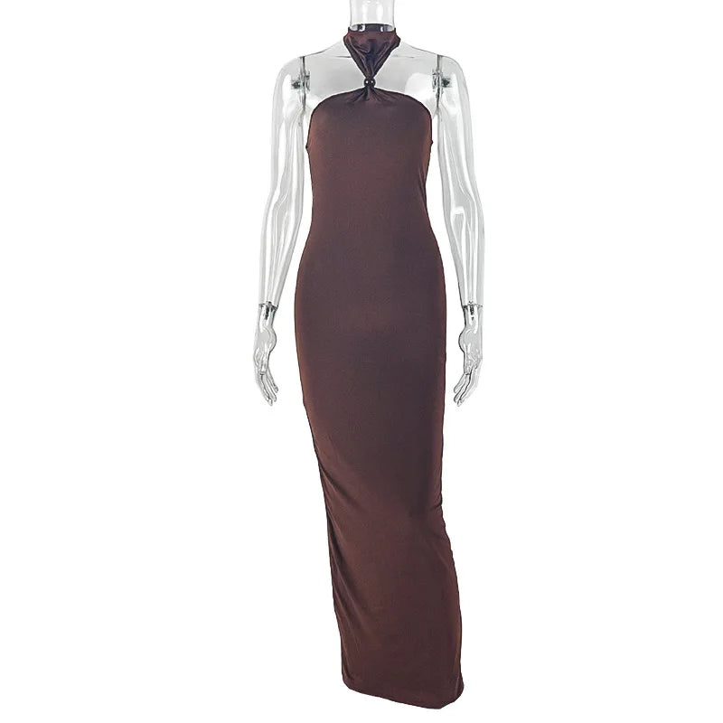 Joskaa Backless Halter Sleeveless Bodycon Maxi Dress - maxi dress image 6