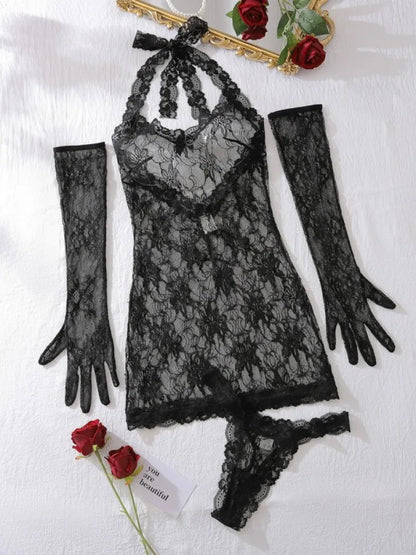 Wholesale Women's Lace Halter Mini Two Piece Set