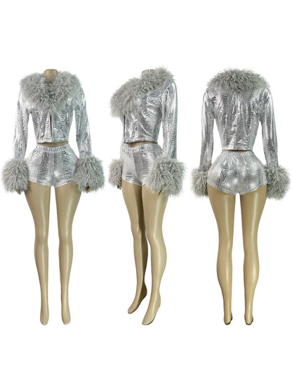 Joskaa Two Piece Set Bronzing Shiny Furry - two piece set image 4