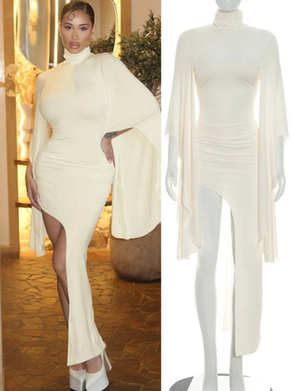 Women's Ruched Backless One Shoulder Wide Leg Bodycon Dress - Additional View 8