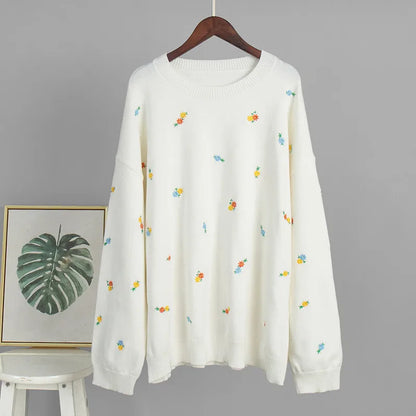 Women's Floral Print Knit Long Sleeve Top