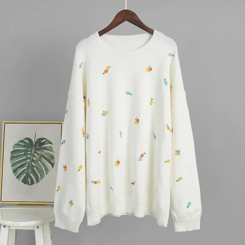Women's Floral Print Knit Long Sleeve Top