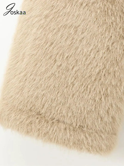 Women's Long Sleeve Crop Luxury Faux Fur Jacket As Picture – Detail View