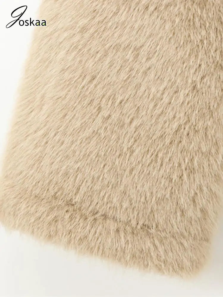 Women's Long Sleeve Crop Luxury Faux Fur Jacket As Picture – Detail View