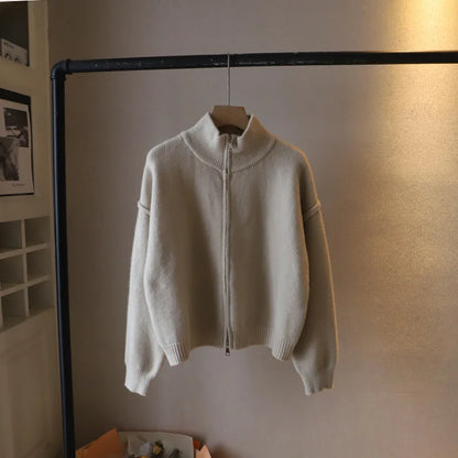 Women's Knit Ribbed Zip Oversized Jacket