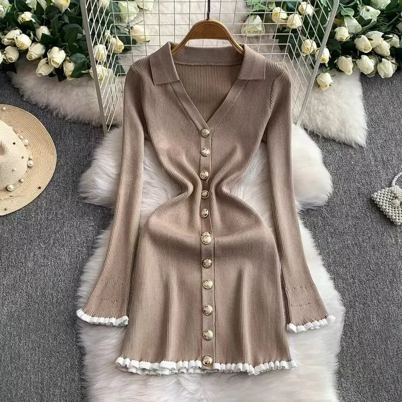 Joskaa Ribbed Knit Long Sleeve Bodycon Mini Dress - mini dress image 6