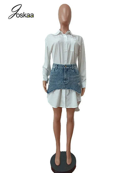 Wholesale Women's Denim Long Sleeve Two Piece Set 193 – Side View
