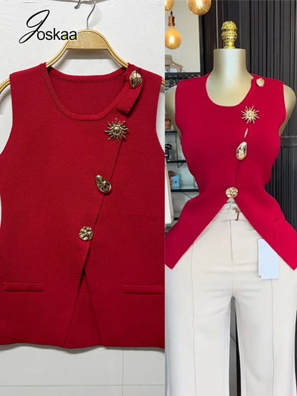 Women's Knit Sleeveless Bodycon Ribbed Jacket – Women's Fashion Wholesale – Front View