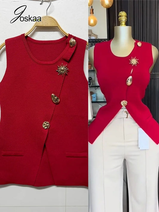 Women's Knit Sleeveless Bodycon Ribbed Jacket – Women's Fashion Wholesale – Front View