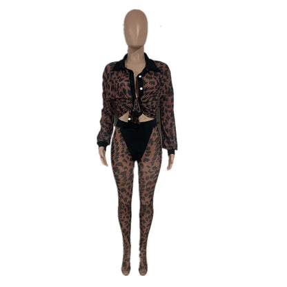 Wholesale Women's Mesh Long Sleeve Two Piece Set