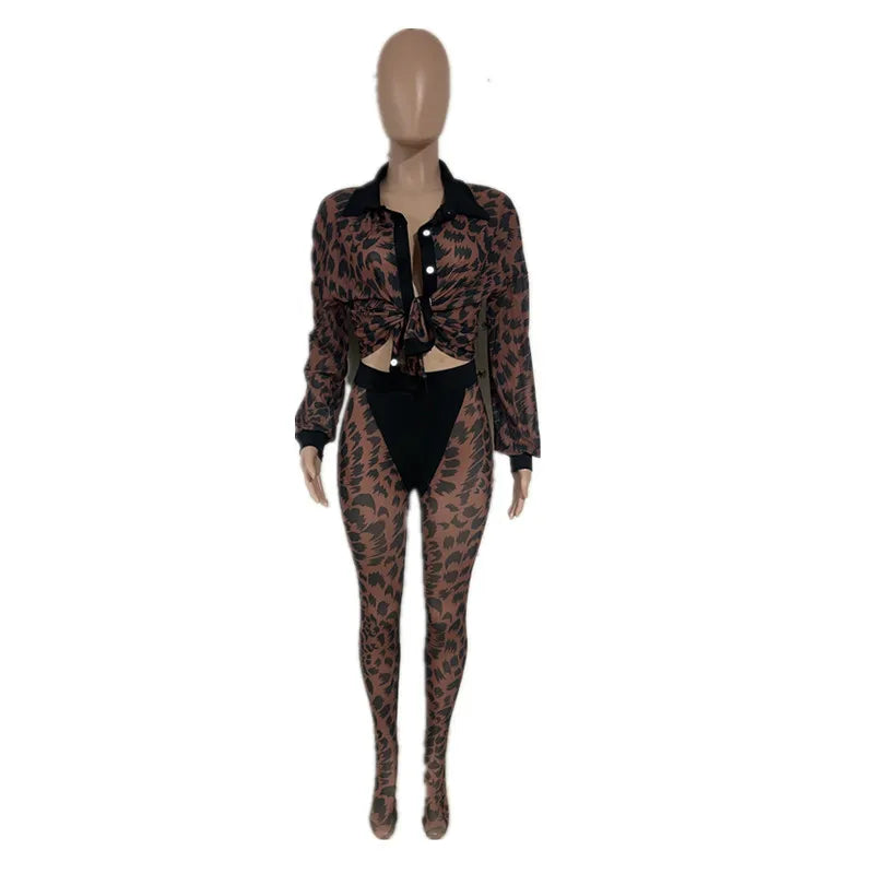 Wholesale Women's Mesh Long Sleeve Two Piece Set