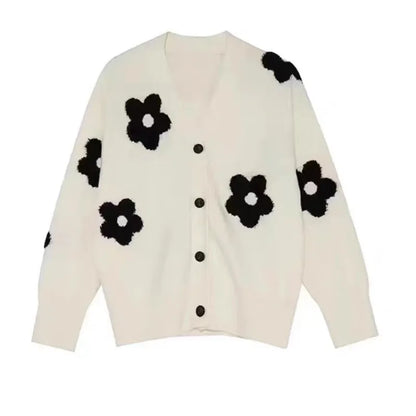 Women's Floral Print Knit Long Sleeve Jacket