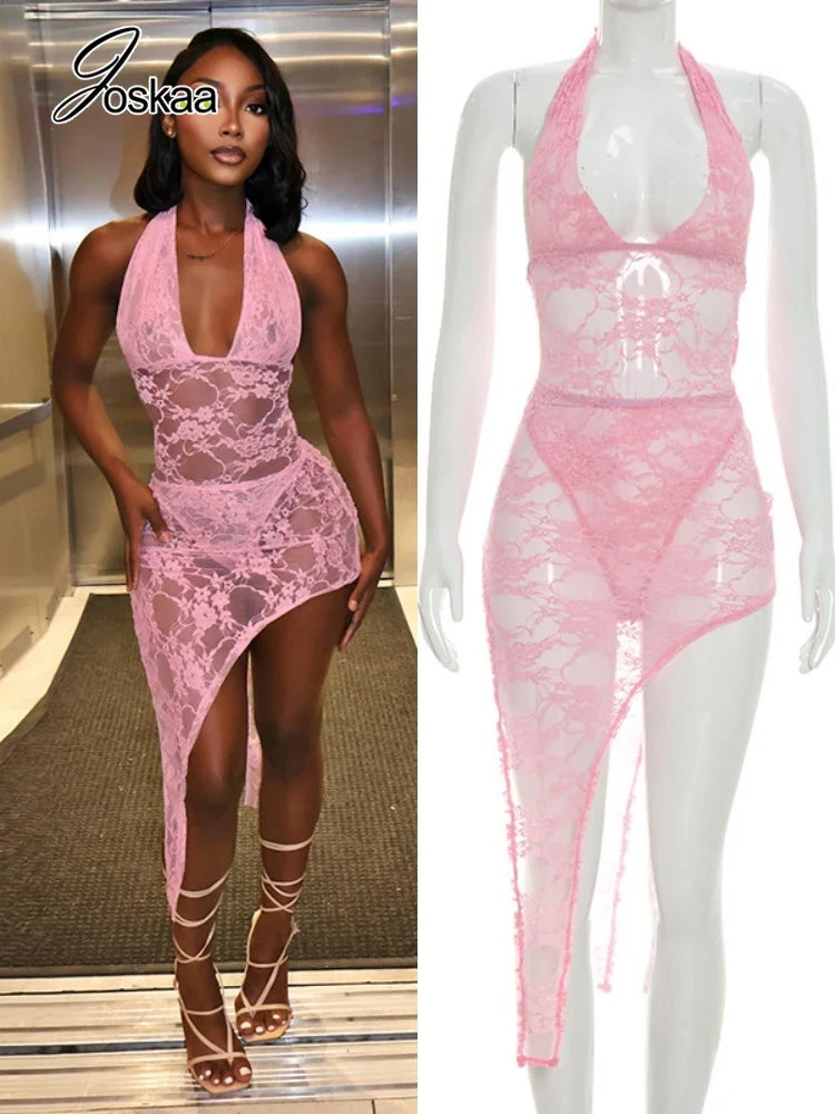 Women's Lace Backless Halter Two Piece Set – Women's Fashion Wholesale – Front View