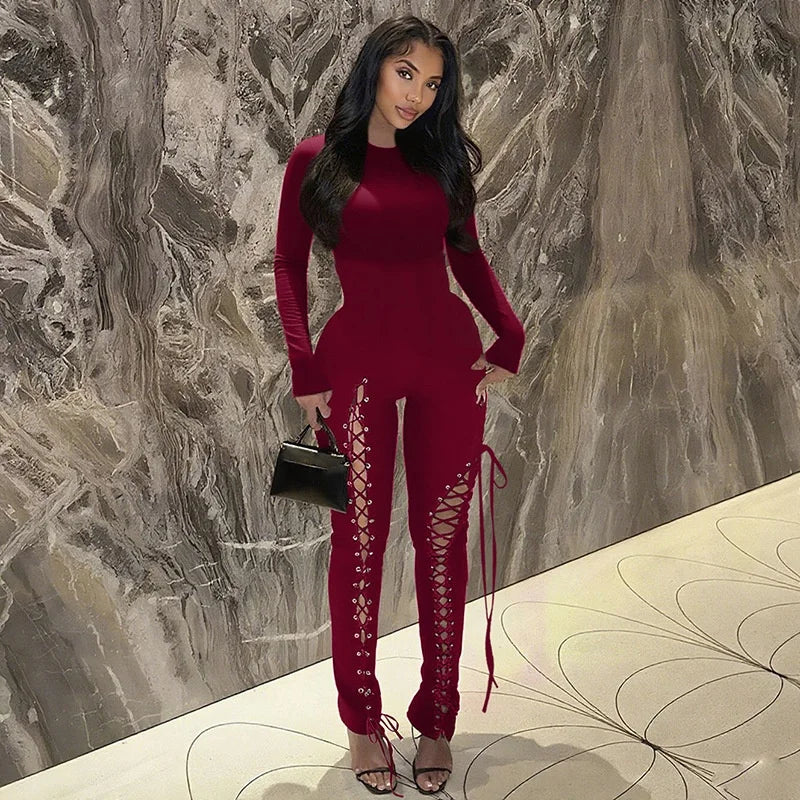 Women's Cutout Long Sleeve Bodycon Romper
