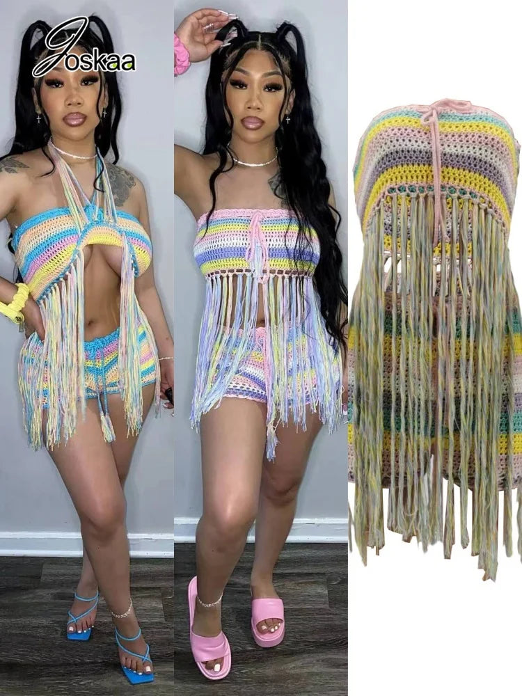 Women's Knit Strapless Ribbed Two Piece Bikini Set – Women's Fashion Wholesale – Front View
