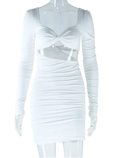 Joskaa Ruched Backless Long Sleeve Bodycon Mini Dress - mini dress image 5