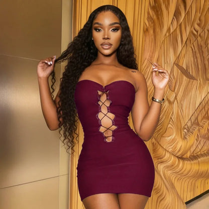 Women's Strapless Sleeveless Bodycon Mini Dress