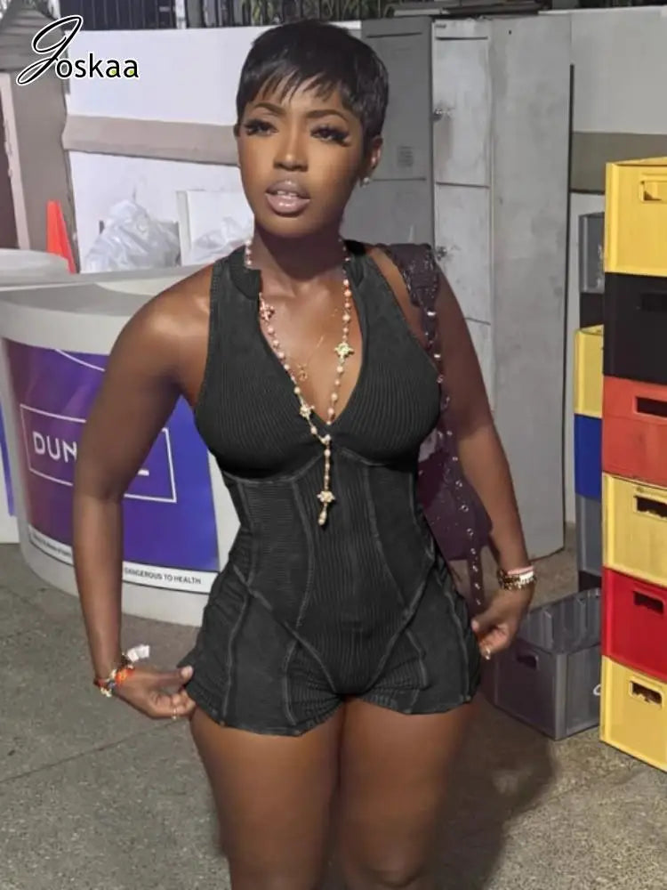 Wholesale Women's Sleeveless Bodycon Zip Romper – Women's Fashion Wholesale – Front View