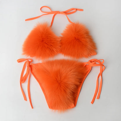 Wholesale Women's Swimwear Faux Fur Bikini Set