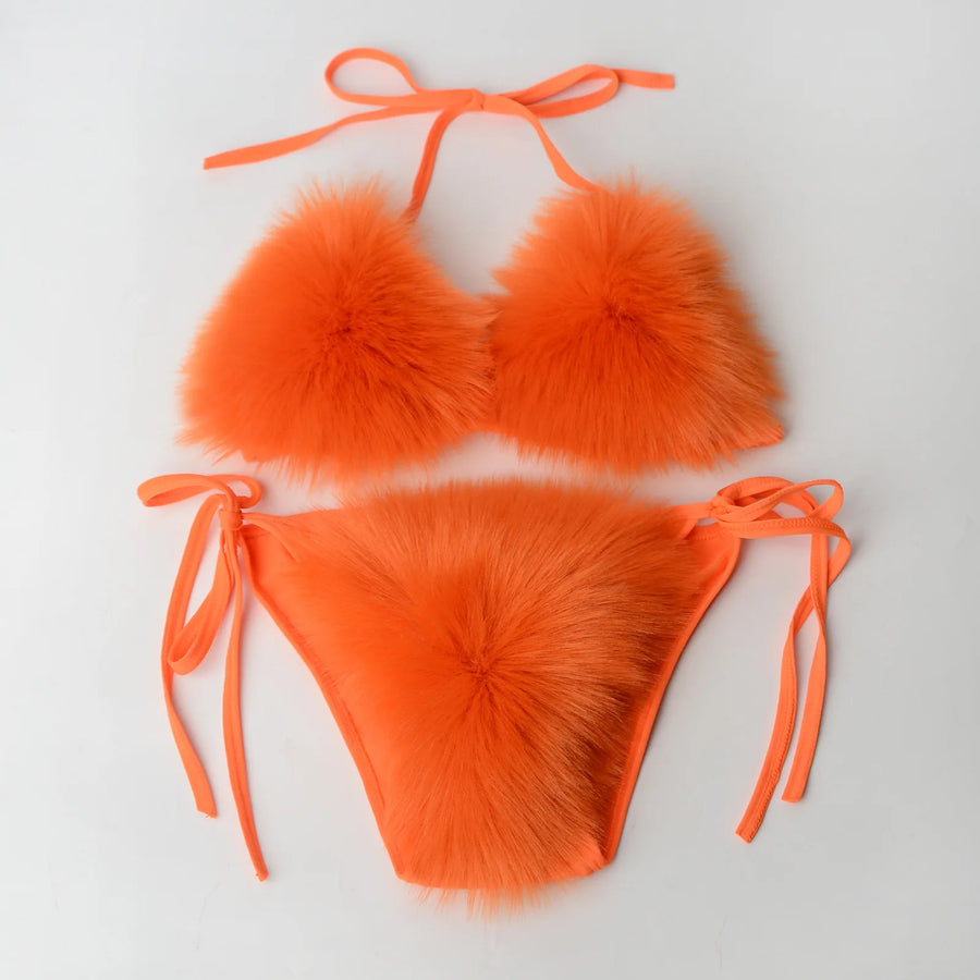 Wholesale Women's Swimwear Faux Fur Bikini Set