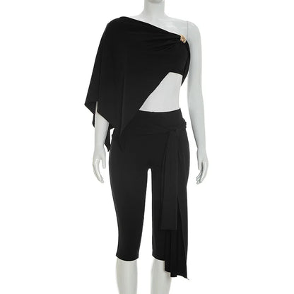 Women's Strapless Irregular Top and Two Piece Set