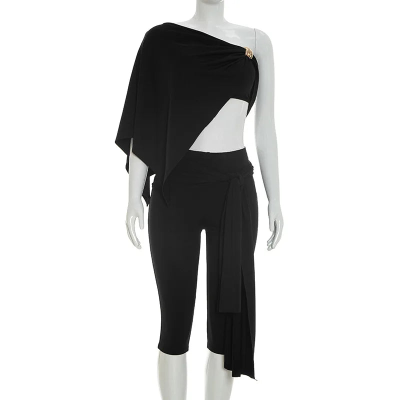 Women's Strapless Irregular Top and Two Piece Set
