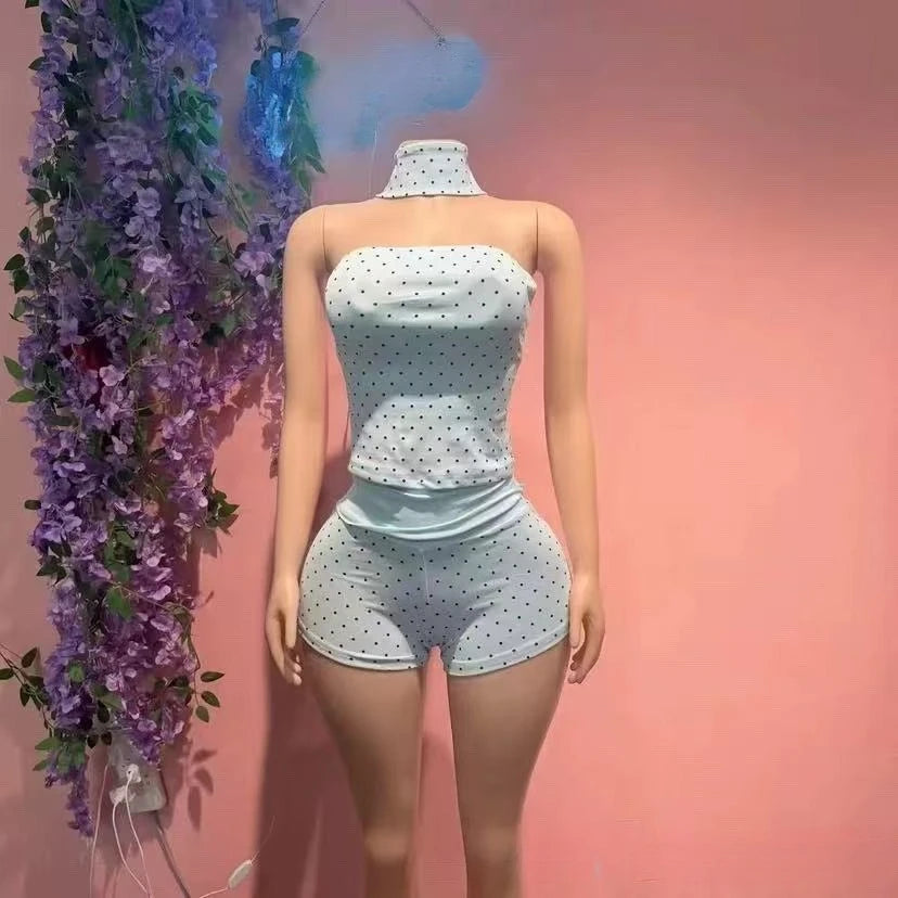 Women's Polka Dot Strapless High Waist Two Piece Set - Additional View 11