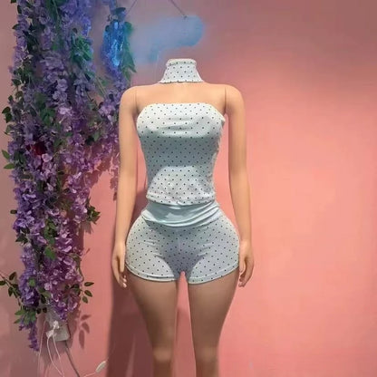 Women's Polka Dot Strapless High Waist Two Piece Set - Additional View 11
