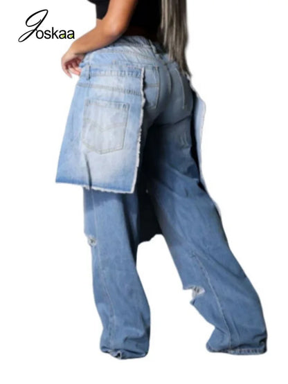 Women's Denim High Waist Fall Ripped Stretchy Pants 13978534 – Front View