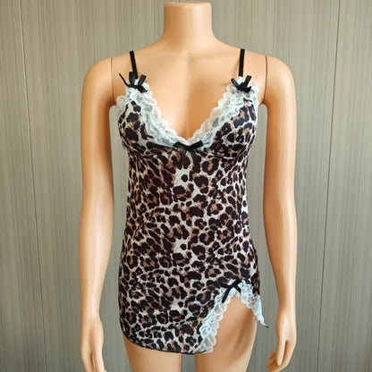 Wholesale Women's Leopard Print Lace Mini Dress