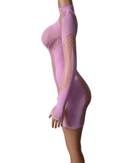Joskaa Ribbed Knit Long Sleeve Bodycon Mini Dress - mini dress image 5