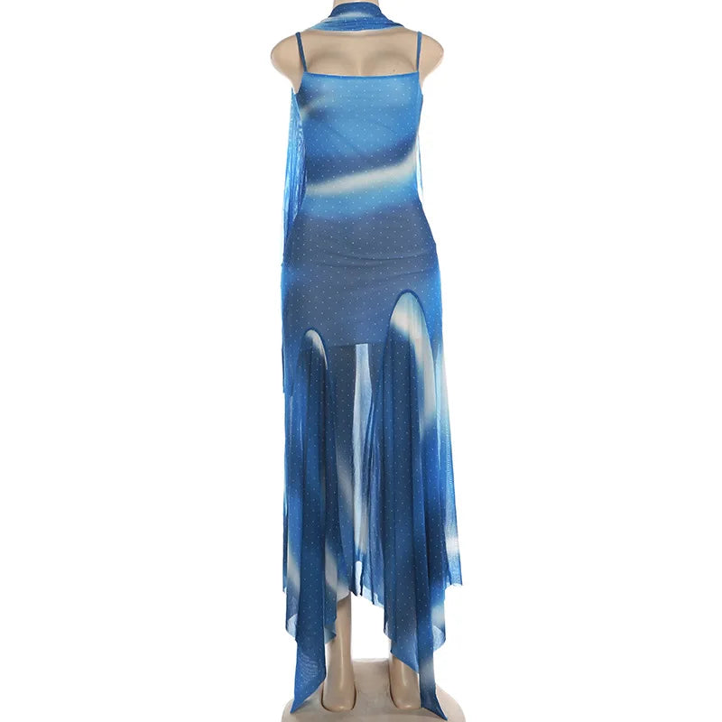 Women's Mesh Sleeveless Bodycon Maxi Dress