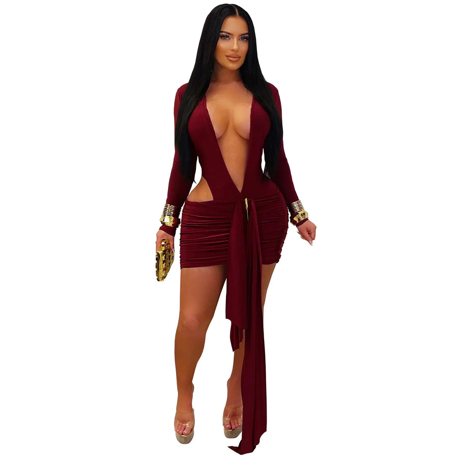 Women's Bodycon Solid Color Short Mini Dress