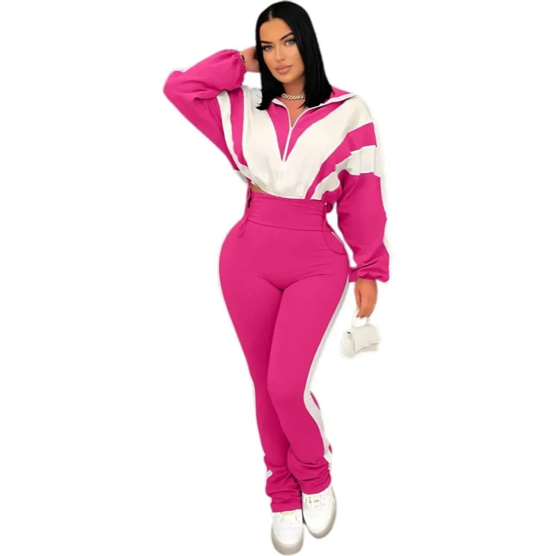 Women's Long Sleeve High Waist Two Piece Set